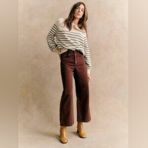 Sezane Le Crop trousers - size 8/40 - dark brown
